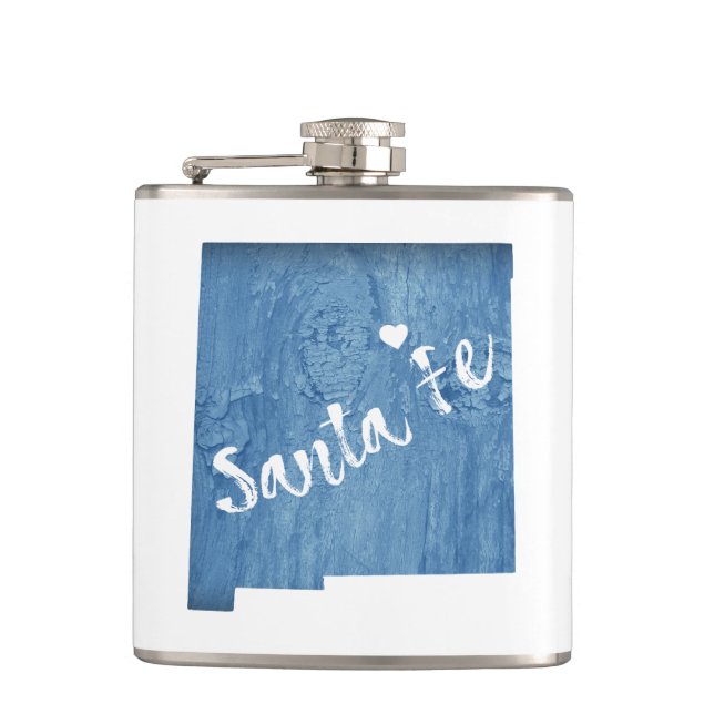 Santa Fe New Mexico Wood Grain Hip Flask (Front)