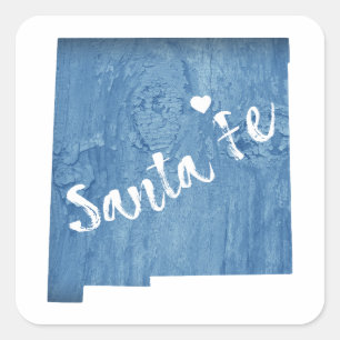 Santa Fe New Mexico Wood Grain Square Sticker