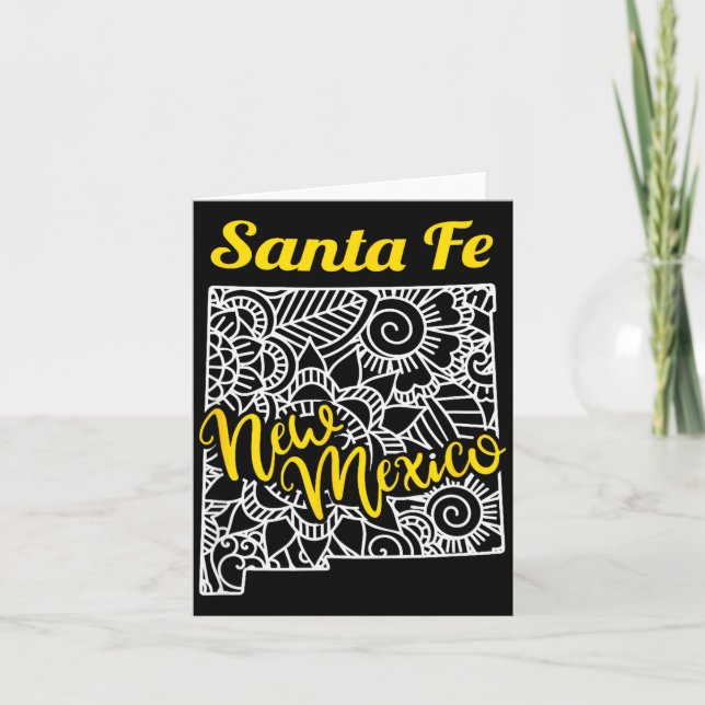 Santa Fe Nm - New Mexico City With Mandala  Card (Front)