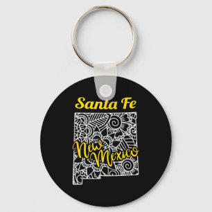 Santa Fe Nm - New Mexico City With Mandala  Key Ring