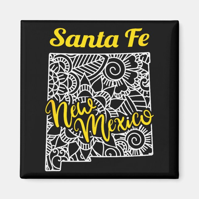 Santa Fe Nm - New Mexico City With Mandala  Magnet (Front)
