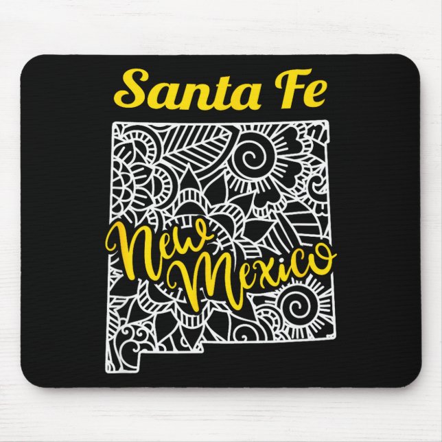 Santa Fe Nm - New Mexico City With Mandala  Mouse Mat (Front)