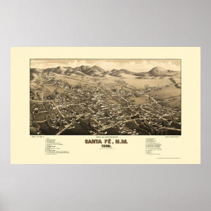 Santa Fe, NM Panoramic Map - 1882 Poster