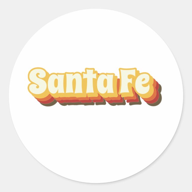 Santa Fe Retro Vintage Text Classic Round Sticker (Front)
