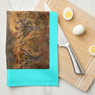 santa fe snow art tea towel