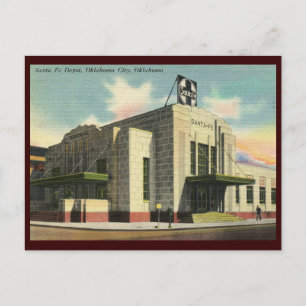 Santa Fe Train Depot, Oklahoma City Vintage Postcard