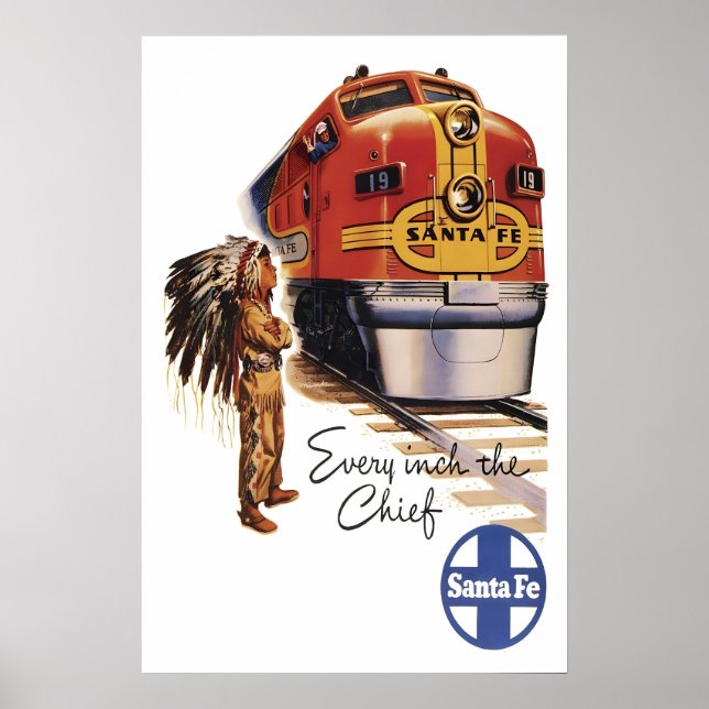 Santa Fe Train Poster Vintage USA Railways Print (Front)