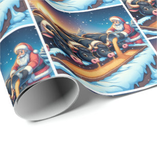 Santa Feeding His Cows Christmas Wrapping Paper