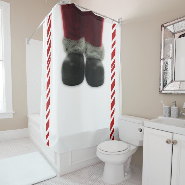 Santa Feet Christmas Holiday Shower Curtain (In Situ)