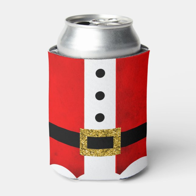 Santa Festive Christmas Holidays Personalised Name Can Cooler (Can Front)