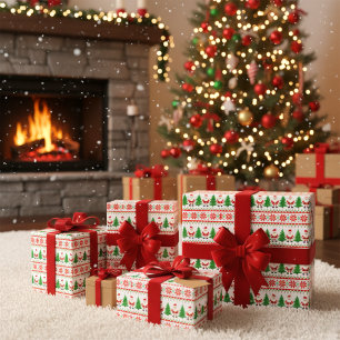 Santa Festive Stripes Wrapping Paper