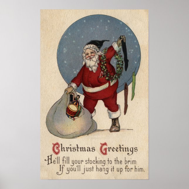 Santa Filling Stocking to the Brim Poster (Front)