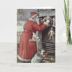 Santa Filling Stockings Holiday Card