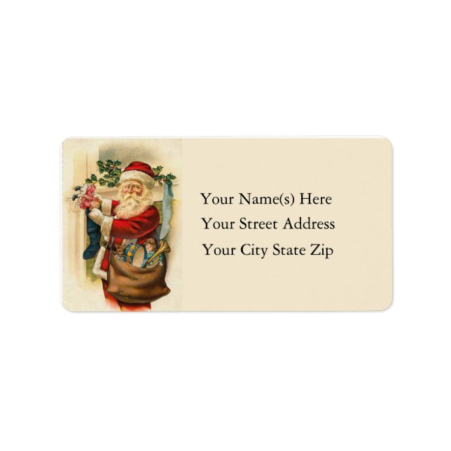 Santa Filling Stockings Vintage Address Label (Front)