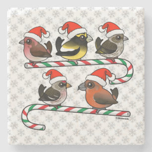 Santa Finches Stone Coaster