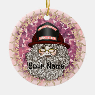 Santa Firefighter Ceramic Tree Decoration