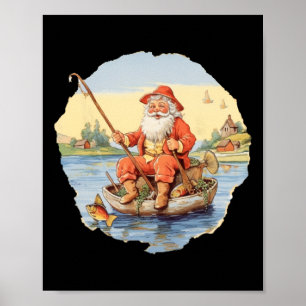 Santa Fishing Christmas In July Summer Fisherman Poster