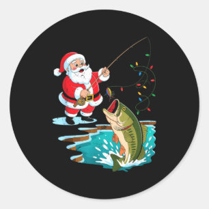 Santa Fishing Lure B Fish Christmas Pajamas Boy To Classic Round Sticker