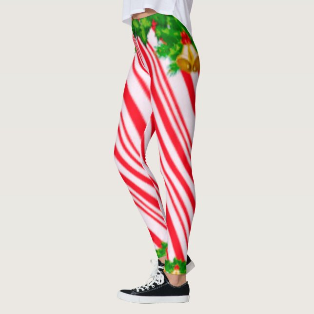 Santa Fishnet Stockings Christmas  Leggings (Left)