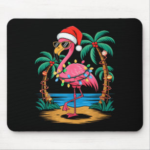 Santa Flamingo Christmas Lights Trocal Palms Tree  Mouse Mat