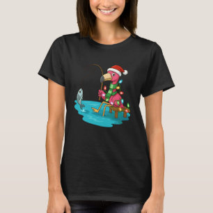 Santa Flamingo Fisherman Christmas for Fishing Lov T-Shirt