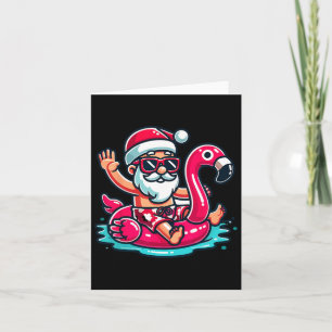 Santa Flamingo Floatie Beach Funny Christmas In Ju Card