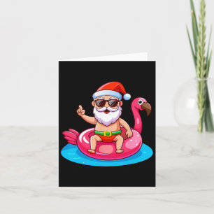 Santa Flamingo Floatie Beach Funny Christmas In Ju Card