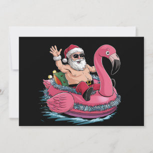 Santa Flamingo Floatie Christmas In July Summer Invitation