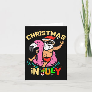 Santa Flamingo Floatie Funny Christmas In July Sum Card