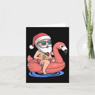 Santa Flamingo Floatie Funny Christmas In July Sum Card