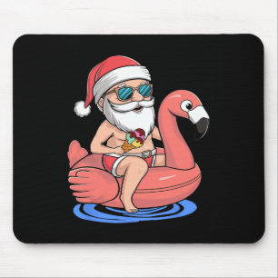 Santa Flamingo Floatie Funny Christmas In July Sum Mouse Mat