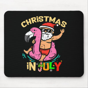 Santa Flamingo Floatie Funny Christmas In July Sum Mouse Mat