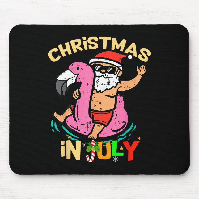 Santa Flamingo Floatie Funny Christmas In July Sum Mouse Mat (Front)