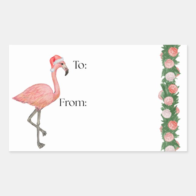 Santa Flamingo Gift Sticker (Front)