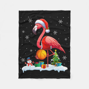 Santa Flamingo Playing Sketll Xmas Player Lover Ki Fleece Blanket