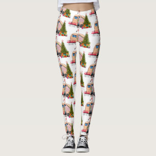santa flamingo trailer leggings