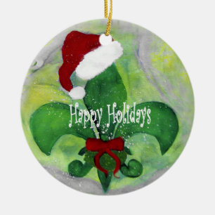 Santa Fleur de lis art Christmas ornament