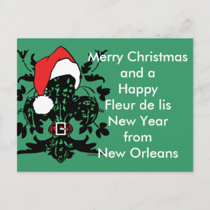Santa Fleur de lis Holiday Postcard