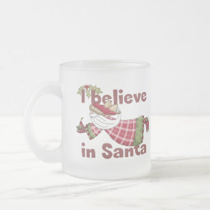 Santa Flies Frosted Glass Coffee Mug
