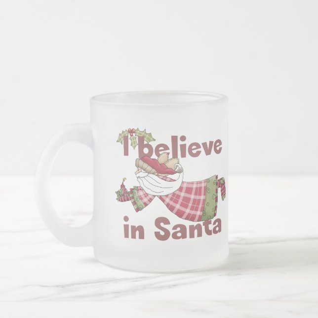 Santa Flies Frosted Glass Coffee Mug (Left)
