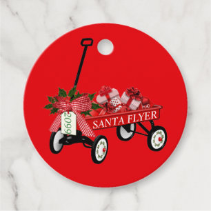 Santa Flyer Toy Red Wagon Christmas Gift Favour Ta Tags