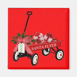 Santa Flyer Wagon Presents Christmas Refrigerator Magnet