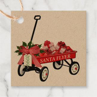 Santa Flyer Wagon with Presents Favour Christmas Favour Tags
