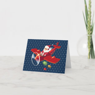 Santa Flying Aeroplane Greeting Card