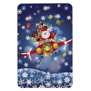 Santa Flying Aeroplane Premium Flexi Magnet