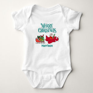 Santa Flying Aeroplane, Sleigh & presents,Christma Baby Bodysuit