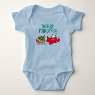 Santa Flying Aeroplane, Sleigh & presents,Christma Baby Bodysuit