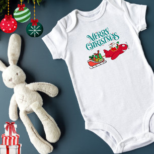 Santa Flying Aeroplane, Sleigh & presents,Christma Baby Bodysuit