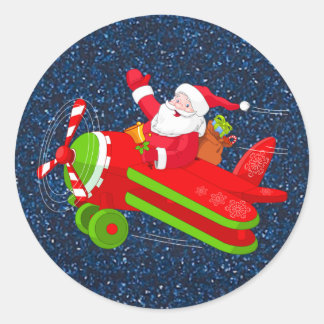 Santa Flying Aeroplane Stickers