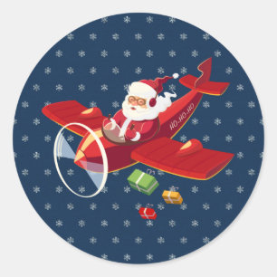 Santa Flying Aeroplane Stickers